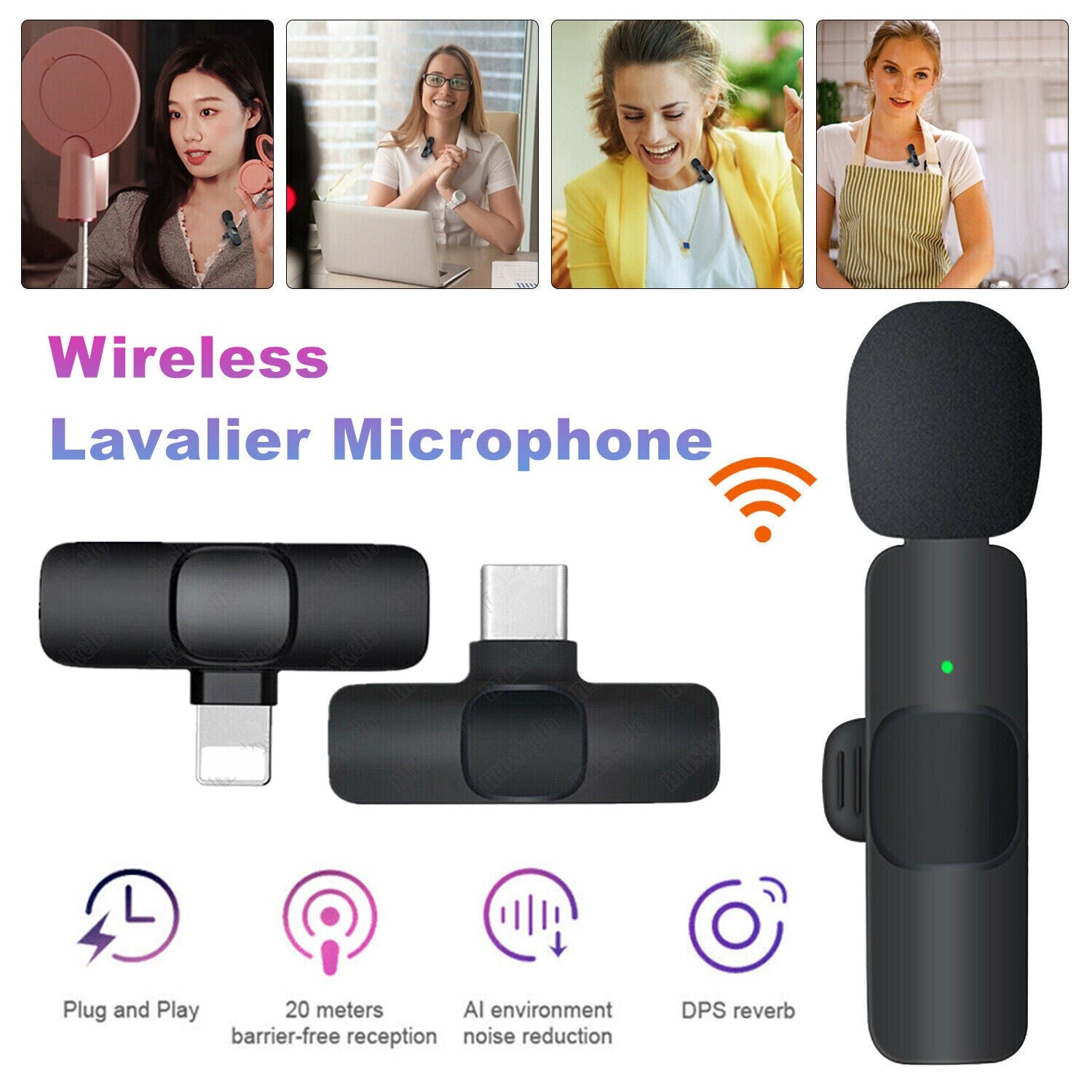 Professional Wireless Lavalier Lapel Microphone For IPhone, IPad - Cordless Omnidirectional Condenser Recording Mic For Interview Video Podcast Vlog YouTube i&i Kòstòm apparels