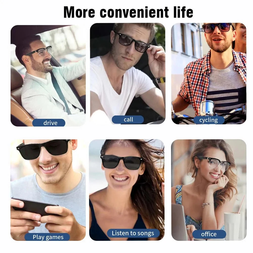 Camera Smart Glasses Bluetooth Call Voice Assistant Listen Music Glasses Smart Sports Polarized Sunglasses Anti-Blue Eyeglasses