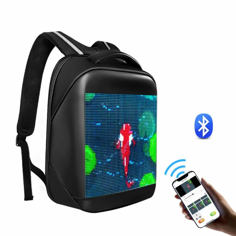 Full Color LED Display Backpack Business Travel Laptop Bag Men DIY Smart Dynamic Screen LED Backpack Outdoor Advertising Backbag