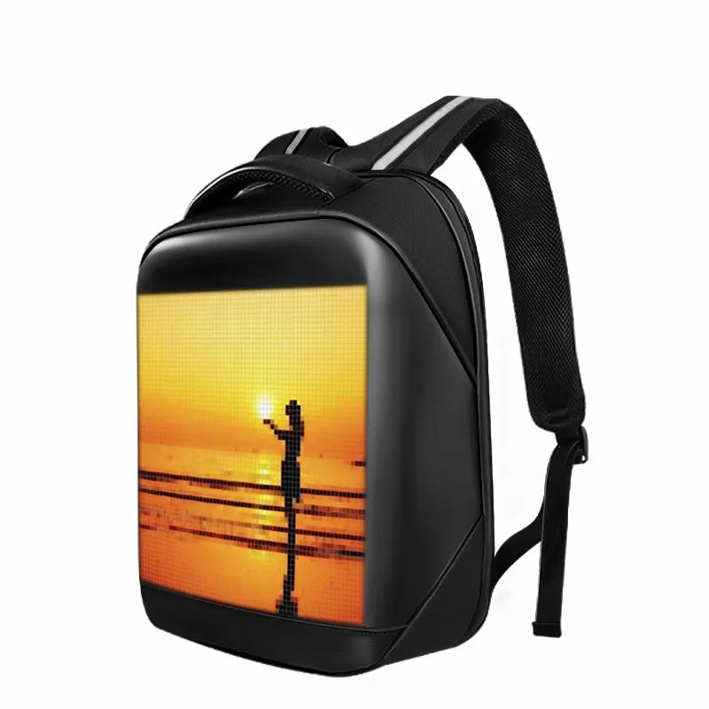 Full Color LED Display Backpack Business Travel Laptop Bag Men DIY Smart Dynamic Screen LED Backpack Outdoor Advertising Backbag