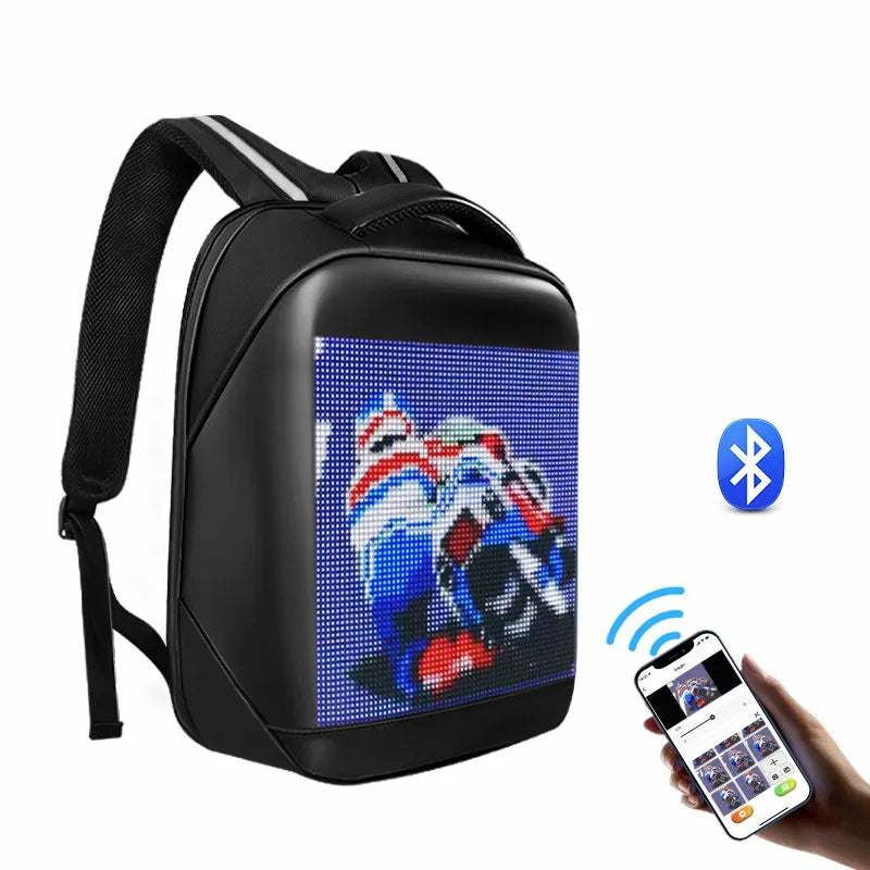 Full Color LED Display Backpack Business Travel Laptop Bag Men DIY Smart Dynamic Screen LED Backpack Outdoor Advertising Backbag