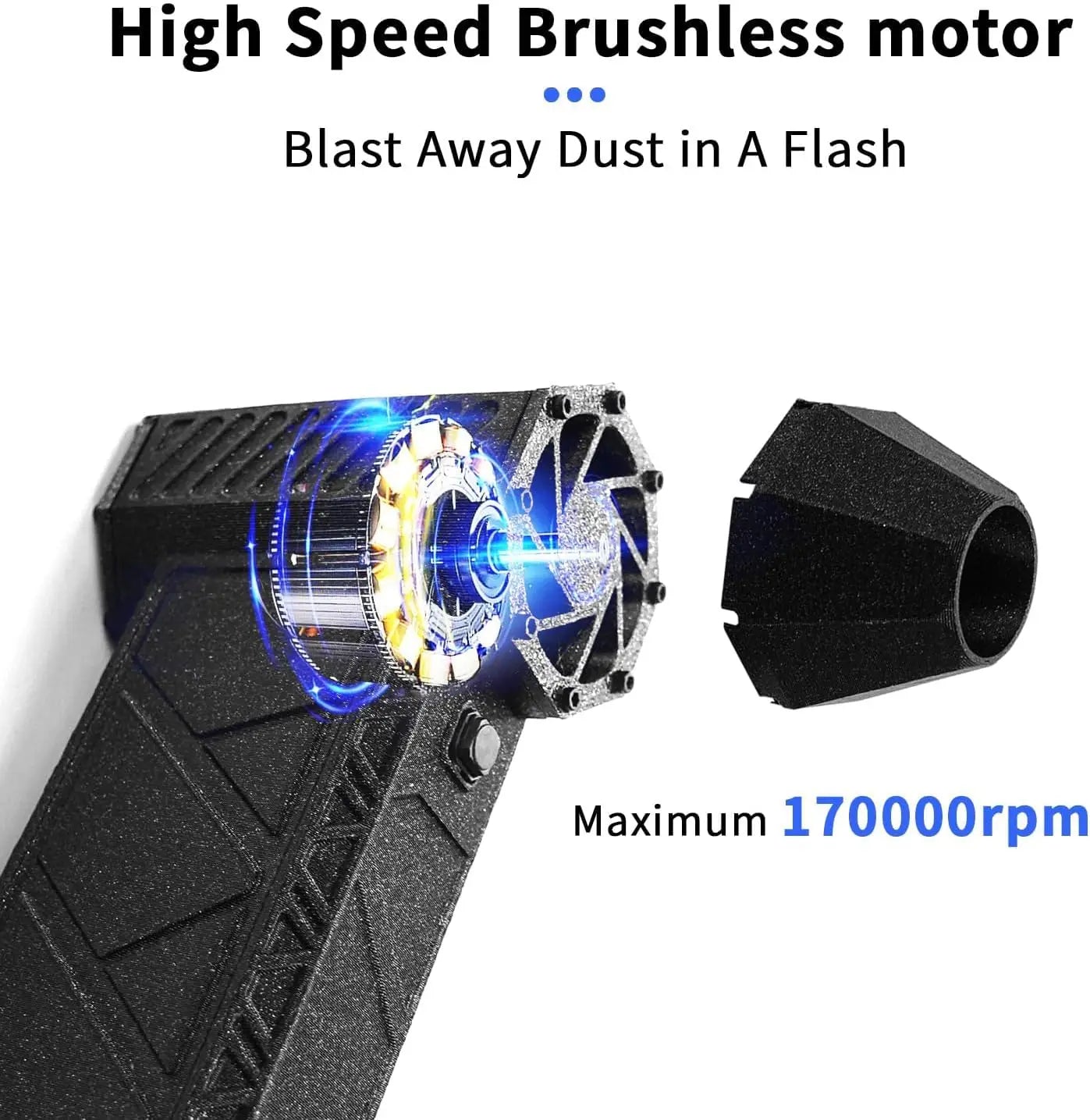 High-Speed 170000RPM Powerful Electric Air Duster Adjustable Air Flow Levels Air Blower Outdoor Use, Cars, and Home