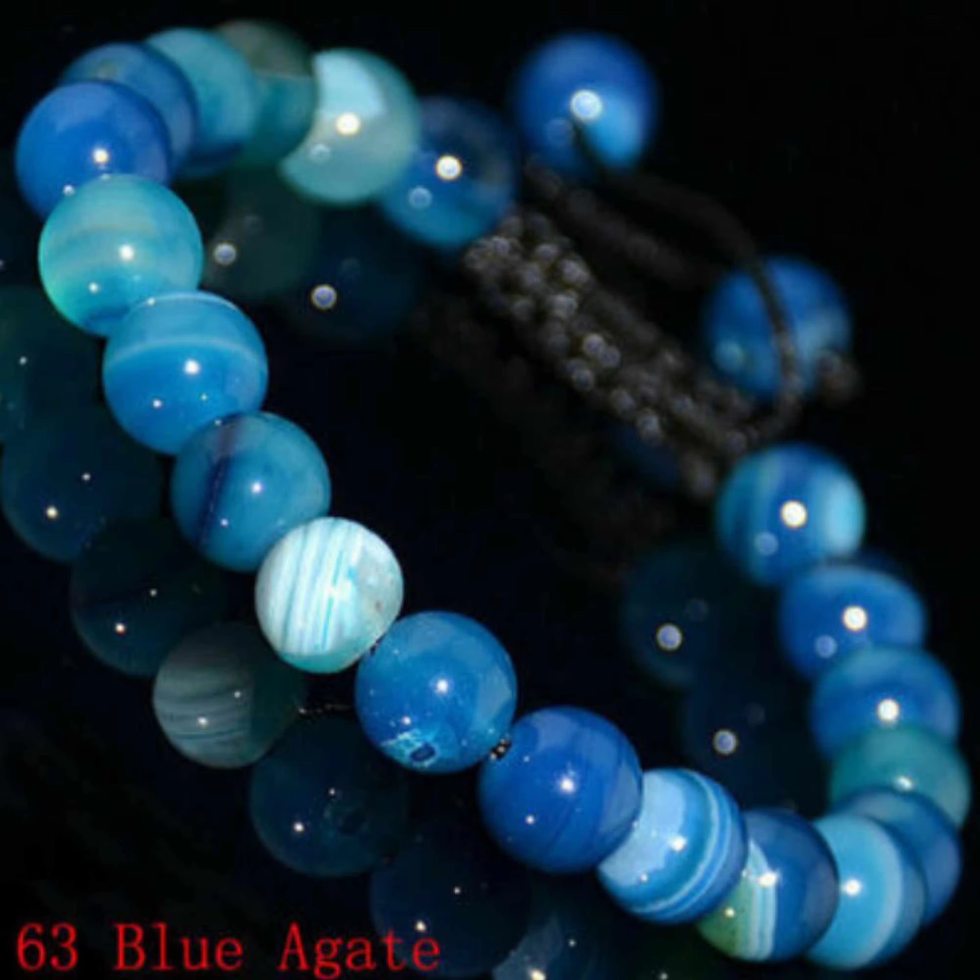 i and i 8Mm Blue Agate Beads Braided Adjust Bracelet Natural Eco-Friendly Link Jewelry Lovers Cuff Mala